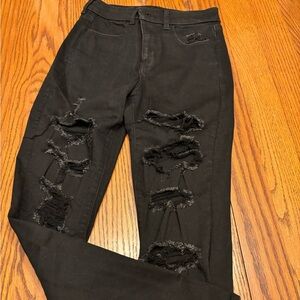 American Eagle Outfitters Black Distressed Skinny Jeans